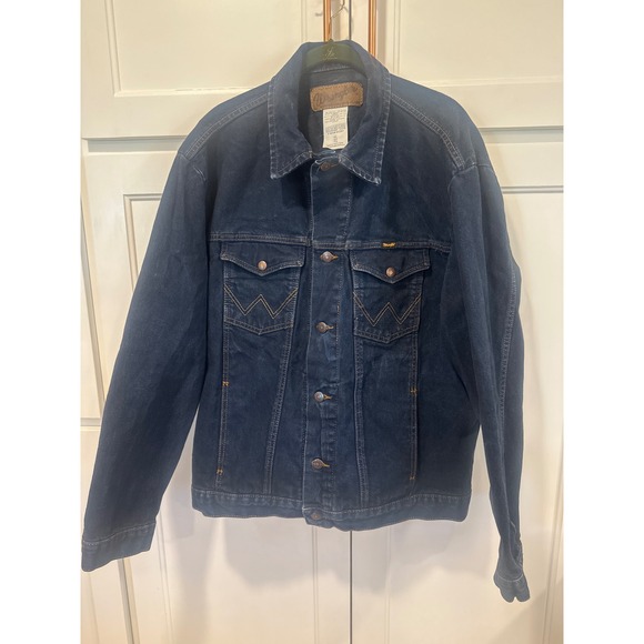 Wrangler Authentic Western Denim Jacket Mens XL Blue Indigo Trucker Cowboy